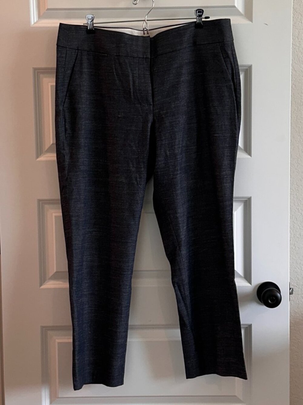 LOFT Julie Linen Blend Ankle Pants Size 14 Gray/Blue Career Trousers